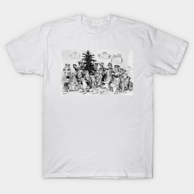 Cats at Christmas Louis Wain T-Shirt by KarwilbeDesigns